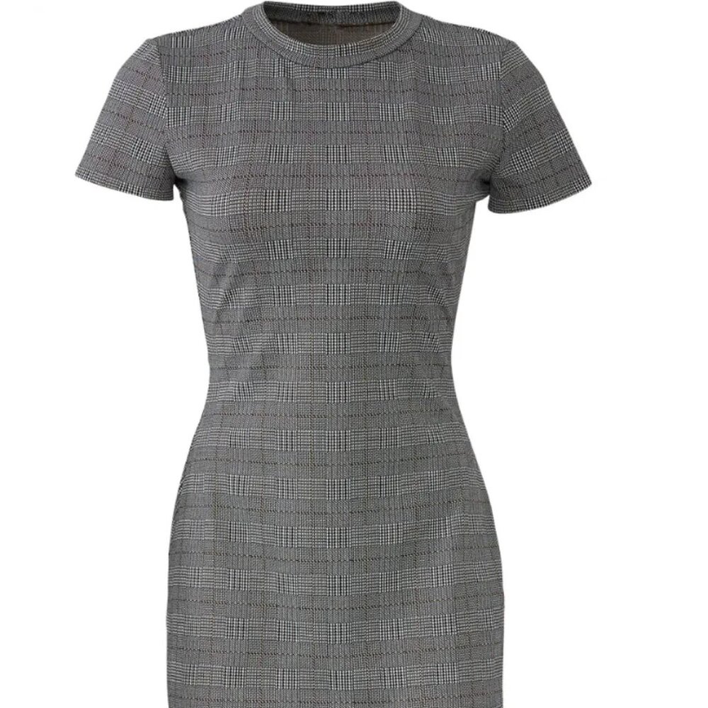 Waverly Grey Plaid Short Sleeve Sheath